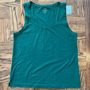 J Crew Slub Cotton Tank Green M NWT
